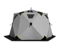 Tenda da pesca sul ghiaccio Baracca termica portatile per la pesca sul ghiaccio con strato isolante, con ancore, corde e borsa per il trasporto, per escursioni(Silver)