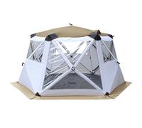 Tenda da pesca sul ghiaccio for 6-10 persone, baracca di ghiaccio con camino e ancora, corda di ancoraggio, borsa for il trasporto, riparo portatile for la pesca sul ghiaccio(Beige)