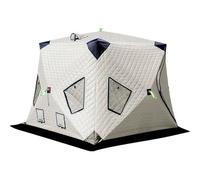 Tenda da pesca sul ghiaccio isolata per 2-5 persone con martinetto da pavimento e stufa, include borsa per il trasporto e ancoraggi per ghiaccio