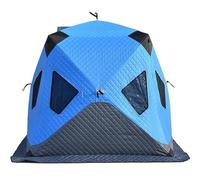 Tenda da Pesca sul Ghiaccio isolata per 3-4 Persone, Tenda Pop-up Portatile Antivento Ice Shanty, Tenda da Pesca isolata con Pavimento, fornello Jack, 7 finestre, ancoraggi, Facile da Montare