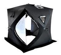 Tenda da Pesca sul Ghiaccio Isolata, Pop-Up, per 3-4 Persone, Tenda da Pesca sul Ghiaccio Portatile, Grande Baracca di Ghiaccio con Tessuto A 3 Strati, Borsa per Il Trasporto E Porta con Cerniera