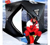 Tenda da pesca sul ghiaccio per 3 - 8 persone, portatile, isolata, con foro per camino, baracca termica su 4 lati, borsa per il trasporto, ideale per basse temperature