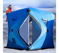 Tenda da pesca sul ghiaccio per 3 - 8 persone, portatile, isolata, con foro per camino, baracca termica su 4 lati, borsa per il trasporto, ideale per basse temperature