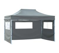 Gazebo professionale pieghevole 3 pareti 3x4m acciaio antracite