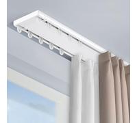 Tenda da soffitto a doppio strato, resistente, sistema di riduzione del rumore, silenzioso, doppio binario per soggiorno e camera da letto, facile installazione (bianco)