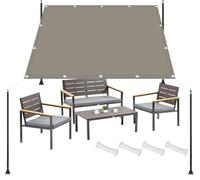 Tenda da Sole 100 x 150 cm 185 G/M², Antipioggia, Antivento, Impermeabile, Protezione Solare Telo Ombreggiante con Fune e Occhiellato per Esterno, Giardino e Piscina, Cachi