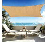 Tenda da Sole 190 x 220 cm Poliestere 160 G M² Protezione Solare con Anelli a D e Corde Tenda da Sole Rettangolare per Auto Cane Pergola Piante, Giallo sabbia