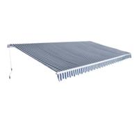 Tenda da Sole a Braccio Articolato 600 cm, Blu/Bianco, Tessuto Poliestere 270g/m² con Rivestimento PU, Telaio Alluminio Rinforzato, per Giardino e Balcone, Estensione 300 cm