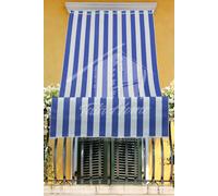 Tenda da sole a caduta con anelli per esterno per balcone a RIGHE BLU