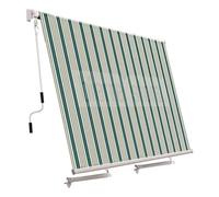 Tenda da Sole a Caduta Senza Cassonetto con Braccetti Asta e Mantovana Tenda da Balcone Esterno 250X250cm Telo Resistente al Sole e impermeabile Fissaggio a Parete o Soffitto VERDE/BIANCO RIGATO