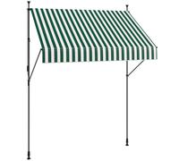 Tenda da Sole a Manovella Autoportante 2x1,2 m in Poliestere Verde e Bianco