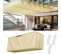 Tenda da Sole a Onda Retrattile 65 x 135 cm Protezione Uv, Impermeabile Tenda da Sole per Esterno con Occhielli, Protezione Solare per Serre Terrazze Giardino Balcone, Giallo sabbia