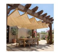 Tenda da sole a onda telescopica a forma di U, telo parasole retrattile in rete, resistente ai raggi UV in HDPE, for giardino con pergolato, blocco UV al 90%(W2*L15m/W6.56*L49.21ft)
