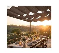 Tenda da sole a onda telescopica a forma di U, tessuto HDPE resistente ai raggi UV al 90%, vela parasole esterna regolabile for giardino terrazzato con pergola(W2.8*L15m/W9.19*L49.21ft)