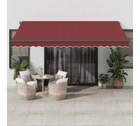 Tenda da sole a scomparsa manuale con LED per balcone esterno tenda parasole bordeaux 450 x 350 cm perfetta per terrazze e terrazze protezione dal sole.