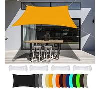 Tenda da sole a vela Waterprf quadrata, 2 x 5,5 m, 98% UV, oscurante, per feste, giardino, pati, prato, Gld