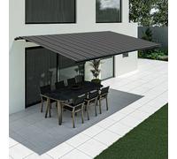 Tenda da sole antracite a righe, modello Basic senza cassonetto, 2400 x 1500 mm, con manovella, configurazione individuale