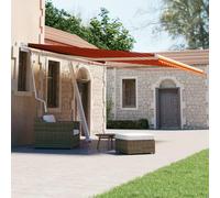 Tenda da sole automatica 450 x 300 cm, arancione/marrone, retrattile da giardino per terrazza, protezione dal vento, resistente ai raggi UV e all'acqua, con telecomando