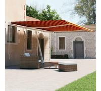 Tenda da sole automatica, 600 x 300 cm, arancione/marrone, resistente ai raggi UV, impermeabile, per terrazza e giardino, retrattile