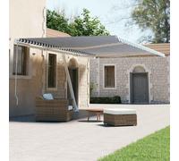 Tenda da sole automatica, 600 x 300 cm, blu/bianco, con telecomando e manovella, in poliestere resistente ai raggi UV, telaio in alluminio verniciato a polvere, base flessibile,