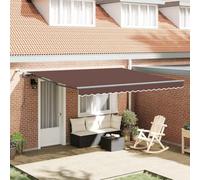 Tenda da Sole Automatica con LED, Marrone 400x300 cm, Tessuto Poliestere PU e Struttura Alluminio, Telecomando e Sensore Vento, per Balcone Giardino Bar, 4x3 m