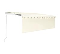 Tenda da sole automatica con tenda avvolgibile e LED, 4,5 x 3 m, in alluminio verniciato a polvere, 100% poliestere con rivestimento in poliuretano, protezione dal vento e illuminazione per terrazza e