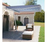 Tenda da sole automatica per il balcone, 400 x 350 cm, blu/bianco, adatta per porta, terrazza, balcone