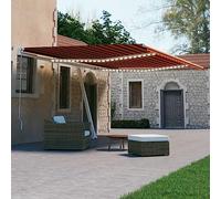 Tenda da sole automatica per terrazza, 600 x 300 cm, arancione/marrone, con telecomando, illuminazione a LED, sensore vento, resistente ai raggi UV e all'acqua, telaio in alluminio