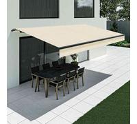 Tenda da sole avorio chiaro con mantovana dritta, modello Basic senza cassonetto, 2400 x 1500 mm, con manovella, configurazione individuale