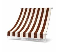 Tenda da Sole Balcone 140x250 o 140x300 cm con Frangia - Telo Ombreggiante per Terrazzo e Finestre - Tessuto Resistente con Ganci Inclusi - Vari Colori (Marrone Rigato, 140x300 cm)