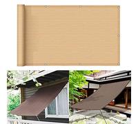 Tenda da sole beige 2,4 x 8,5 m, protezione UV al 95%, resistente agli strappi, copertura per patio, con corde di montaggio, per pergola e ombrellone da giardino.