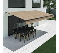 Tenda da sole beige con mantovana dritta, modello Basic senza cassonetto, 2400 x 1500 mm, con manovella, configurazione individuale