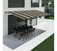 Tenda da sole beige-nero a righe, modello Basic senza cassonetto, 2400 x 1500 mm, con manovella, configurazione individuale