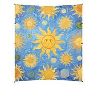 Tenda da sole blu con pittura ad olio UPF50+, protezione leggera, include pala di sabbia, sacchi di sabbia, pali di stabilità per campeggio, picnic, cortile e pesca