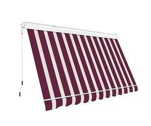 Tenda da sole Cassonata a Caduta in Alluminio Balcone Finestra Soffitto o Parete con Bracci Telo Poliestere 280gr/MQ Impermeabile (BORDEAUX/BEIGE, L200xP250CM)
