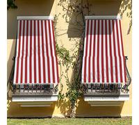 Tenda da Sole Colore Rossa e Bianca Misura 145x250 cm Ombreggiante con Kit Ganci e Anelli in Tessuto Resistente Antistrappo da Esterno Casa Balcone Veranda Gazebo Camper Lavabile Poliestere 100%