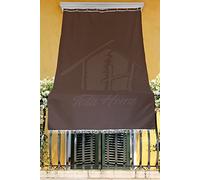 Tenda da Sole con Kit Ganci e Anelli in Tessuto Resistente da Esterno o Balcone Misura cm 140x300 Dis.5 Tinta Unita Colore Marrone