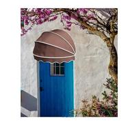 Tenda da sole curva francese per esterni, 125 cm, resistente ai raggi UV, parasole pieghevole per porta anteriore/posteriore, perfetta per terrazze e bar