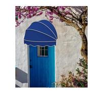 Tenda da sole curva francese per esterni, 65 cm, resistente ai raggi UV, pieghevole, per porte anteriori/posteriori, copertura per finestre, patio e bar, decorazione in tela durevole
