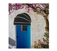 Tenda da sole curva francese per porte e finestre, resistente ai raggi UV, tenda pieghevole per porte anteriori/posteriori, decorazione per bar (diametro: 130 cm)