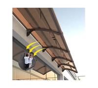 Tenda da sole curva in policarbonato per finestre e porte, protezione UV, supporto in lega di alluminio, sistema di drenaggio per esterni, 90 x 300 cm, resistente alle intemperie, facile installazione