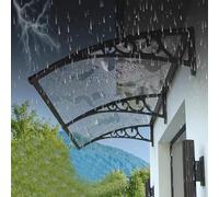 Tenda da sole curva per porta esterna con protezione UV in policarbonato, disponibile in 60/80/100/120/150 cm di larghezza, 3 opzioni di colore, protezione dalle intemperie per porta anteriore