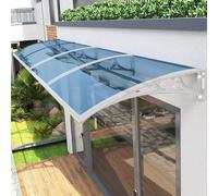 Tenda da sole da 81,3 x 381 cm per esterni, con staffa bianca e pannello blu, kit completo per ponti e portici, staffa in acciaio in plastica resistente inclusa