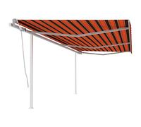 Tenda da sole da balcone, tenda da sole per terrazze, cortili, prati, giardini, eventi all'aperto, braccio articolato retrattile, con pali 6 x 3 m, arancione e marrone