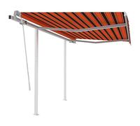 Tenda da sole da balcone, tenda da sole per terrazze, cortili, prati, giardini, eventi all'aperto, braccio articolato retrattile con pali 3,5 x 2,5 m, arancione e marrone