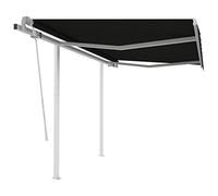 Tenda da sole da balcone, tenda da sole per terrazze, cortili, prati, giardini, eventi esterni, marchigia, retrattile con pali 3,5 x 2,5 m, antracite