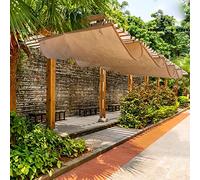Tenda da sole elettrica a cassonetto, Retractable Wave Shade Sail Beige Multiple Sizes 70 Percent Sun Protection With Mounting Kit(1.1x5m/3.6x16.4ft)
