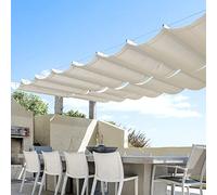 Tenda da sole elettrica a cassonetto, Retractable Wave Shade Sail White U Shape Waterproof Resistant Multiple Sizes(0.9x12m/3x39ft)