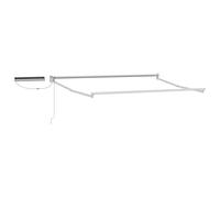 Tenda da sole elettrica estensibile antracite e bianco, 3,5 x 2,5 m, con pannello solare, telecomando e maniglia a manovella, struttura in alluminio, moderna ombra da terrazza per esterni