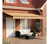 Tenda da sole elettrica estensibile per esterni, 5 x 3,5 m, giallo-arancio antracite, struttura in acciaio verniciato a polvere, poliestere rivestito in PU, resistente alle intemperie, ideal